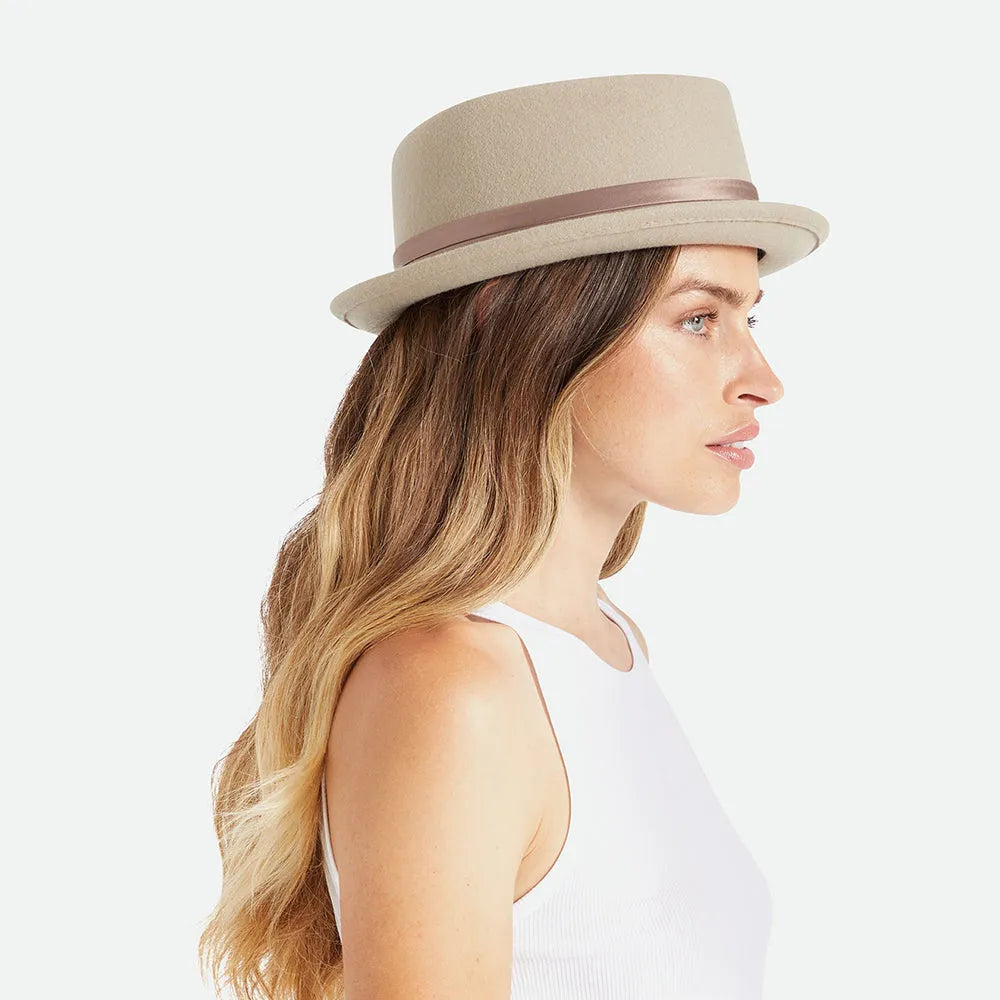 Thread Heritage Hats Stout Wool Felt Pork Pie Hat - Beige