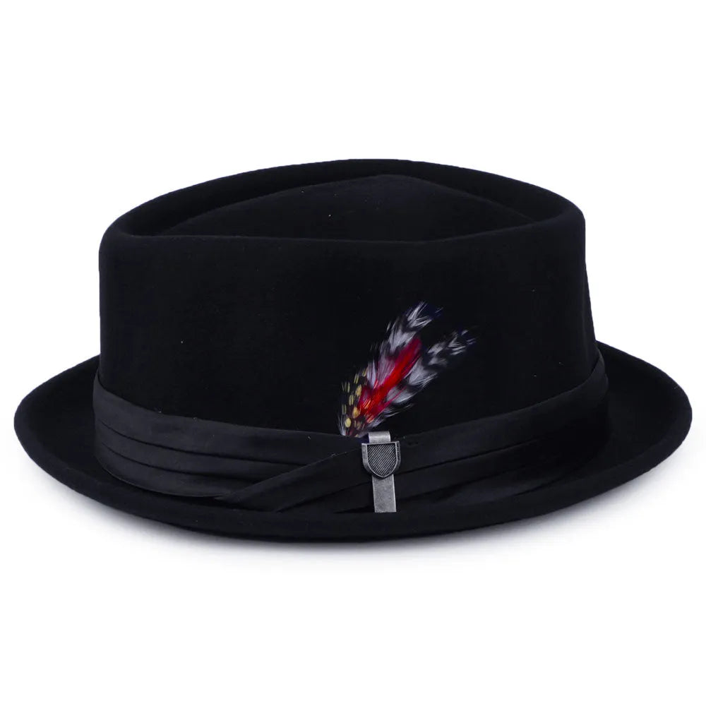 Thread Heritage Hats Stout Wool Felt Pork Pie Hat - Black