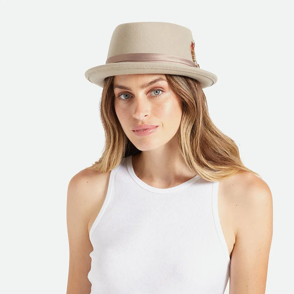 Thread Heritage Hats Stout Wool Felt Pork Pie Hat - Beige