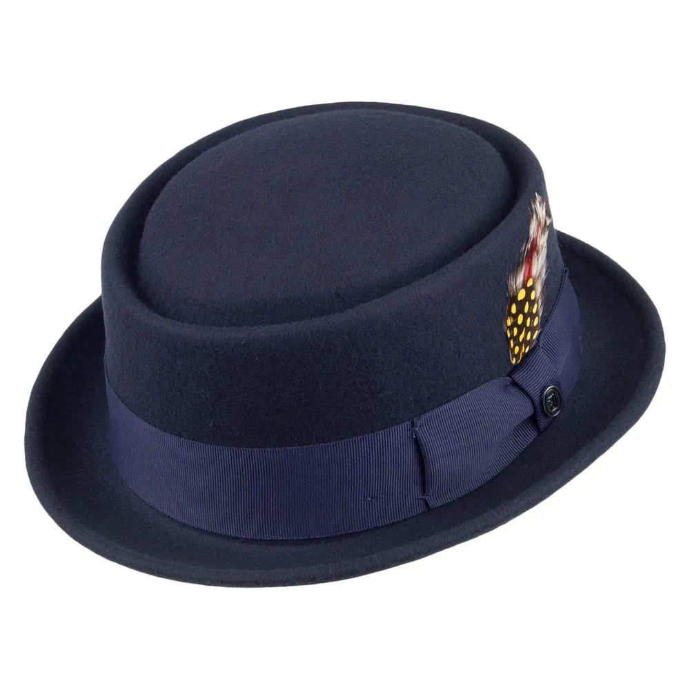 Thread Jaxon & James Crushable Wool Pork Pie Hat Navy Wholesale Pack