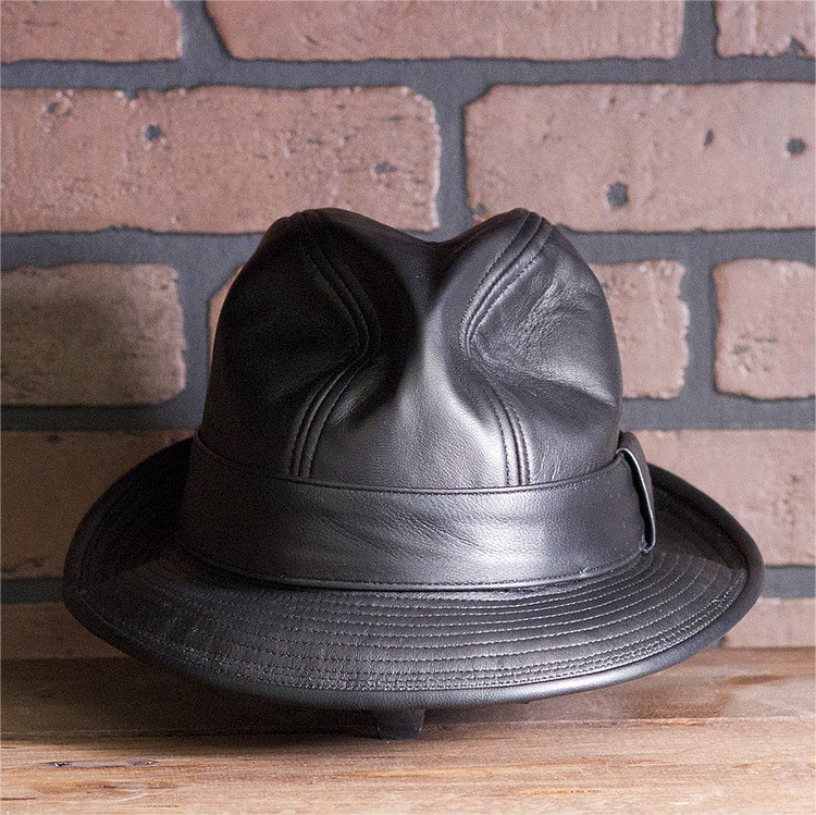 Mickey O'Neil hat / Fedora Leather Hat - Brad Pitt Same Style