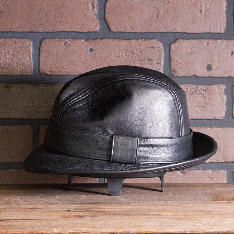 Mickey O'Neil hat / Fedora Leather Hat - Brad Pitt Same Style