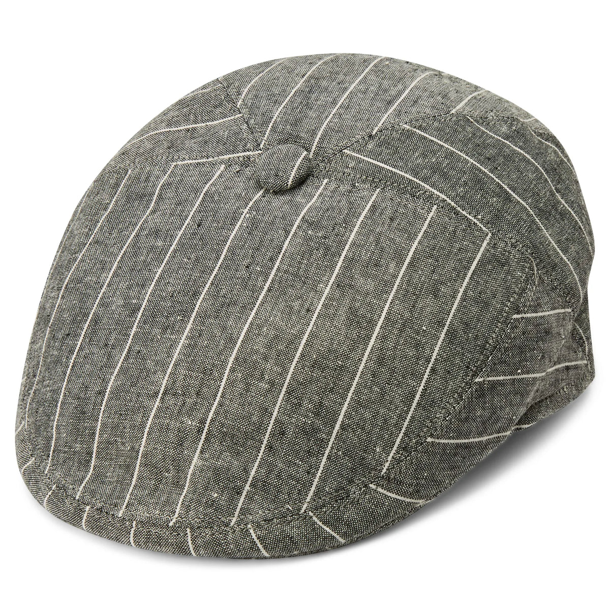 Grey & White Striped Moda Flat Cap