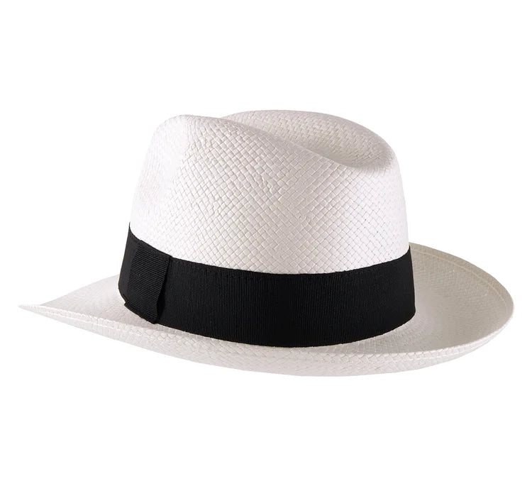 Handmade Classic 5mm Wide Straw Panama Hat - White