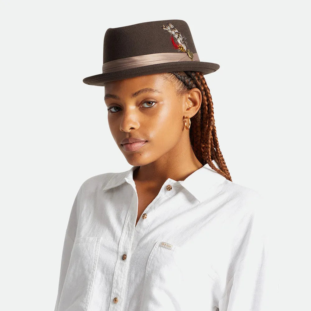 Thread Heritage Hats Stout Wool Felt Pork Pie Hat - Brown