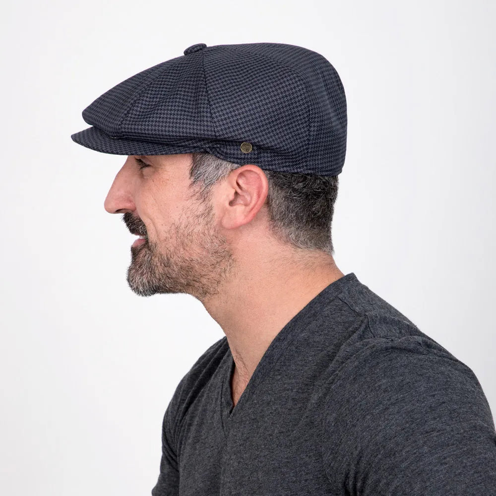 Oxford - Walrus Hats Navy/Green Houndstooth Polyester 8 Panel Newsboy