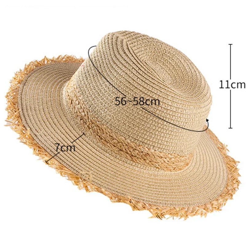 Castelo Summer Straw Tassle Brim Fedora Hat