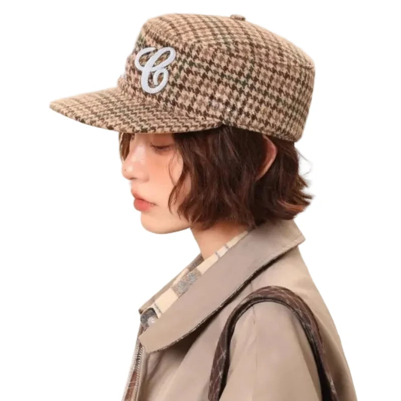 Chicago Vintage Beige Houndstooth Wool Snapback Cap