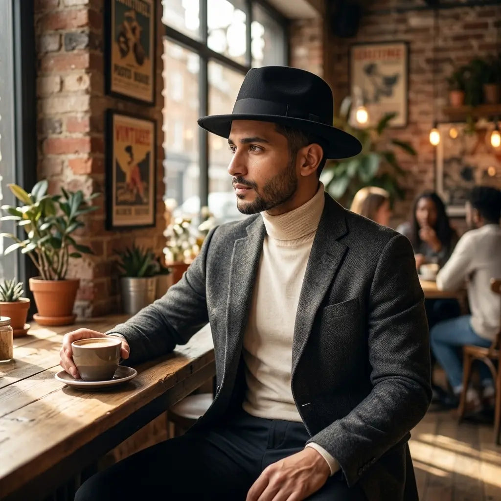 Curtis Retro Black Wool Fedora Hat