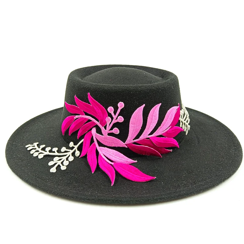 Dujardin Floral Wide Brimmed Porkpie Hat
