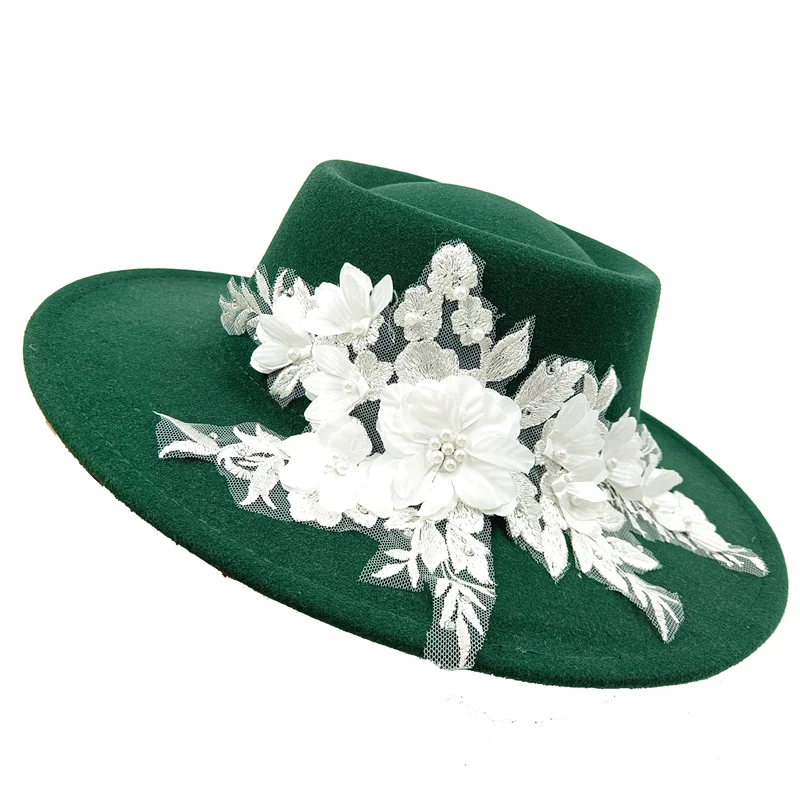 Dujardin Floral Wide Brimmed Porkpie Hat