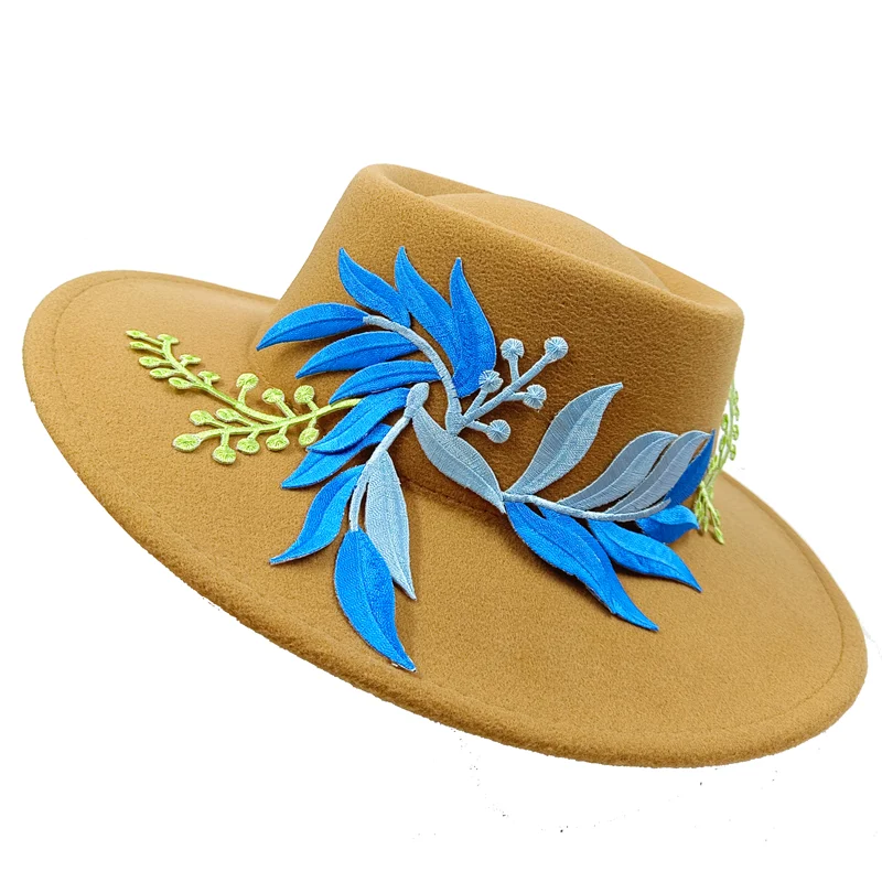Dujardin Floral Wide Brimmed Porkpie Hat