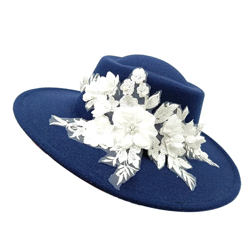 Dujardin Floral Wide Brimmed Porkpie Hat