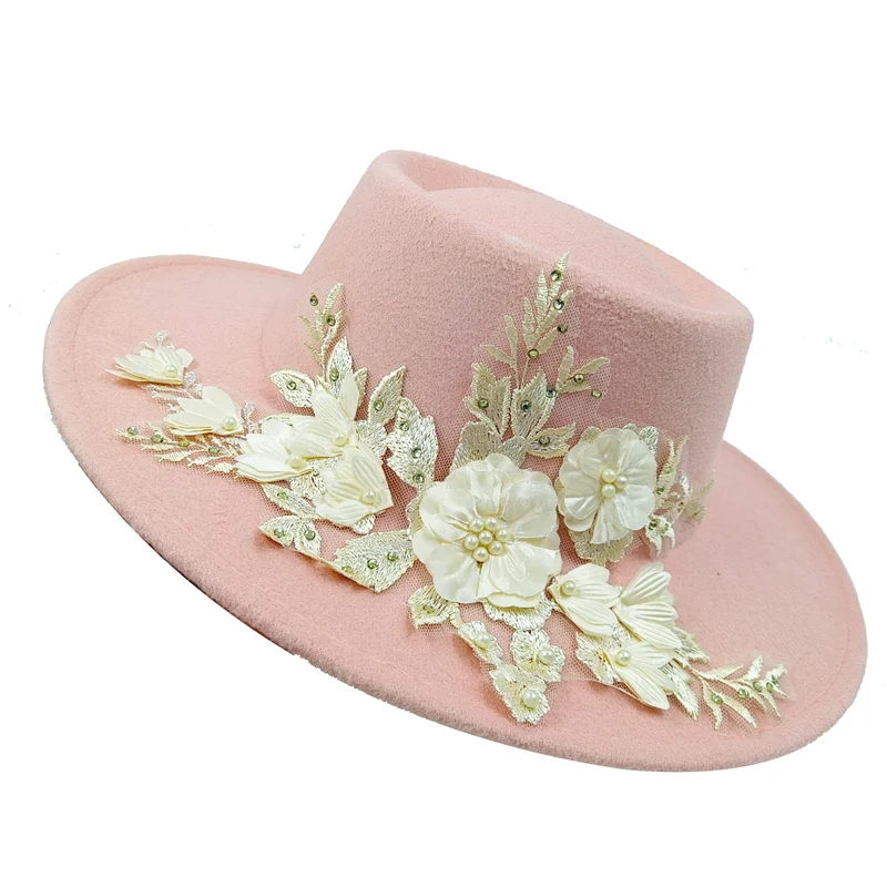 Dujardin Floral Wide Brimmed Porkpie Hat