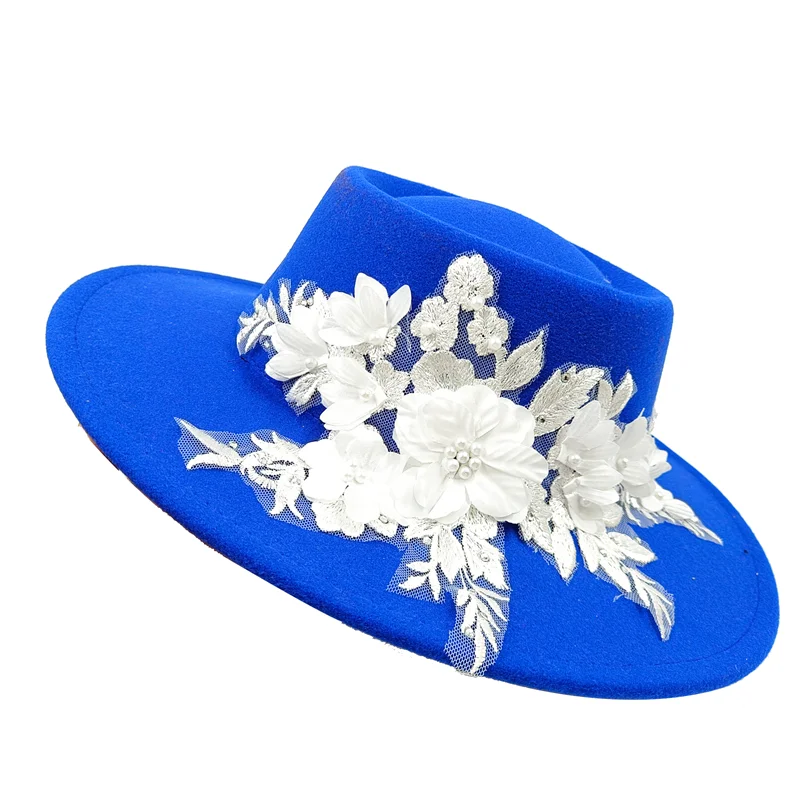 Dujardin Floral Wide Brimmed Porkpie Hat