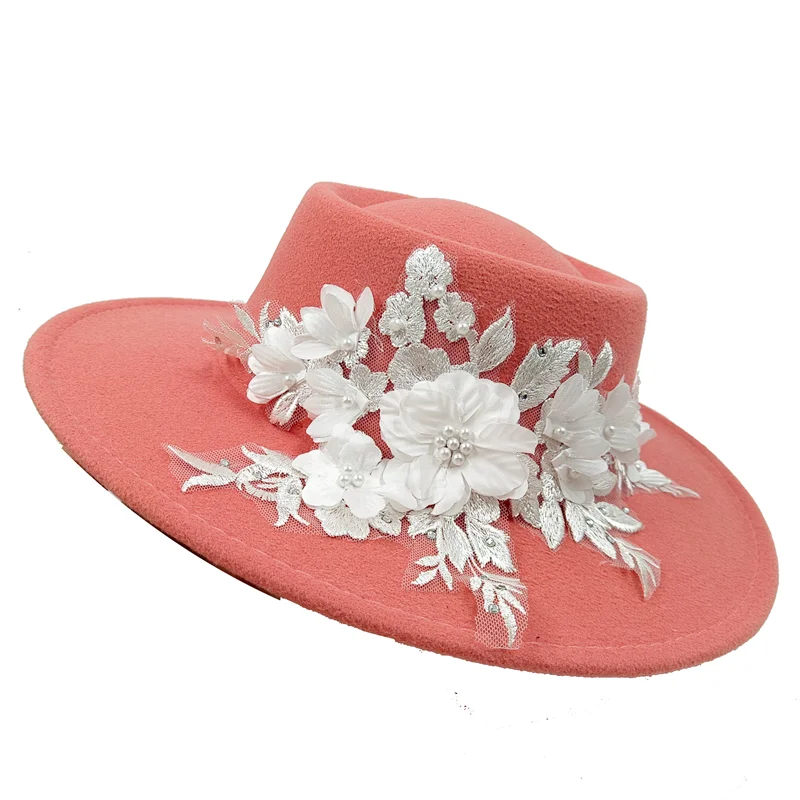 Dujardin Floral Wide Brimmed Porkpie Hat
