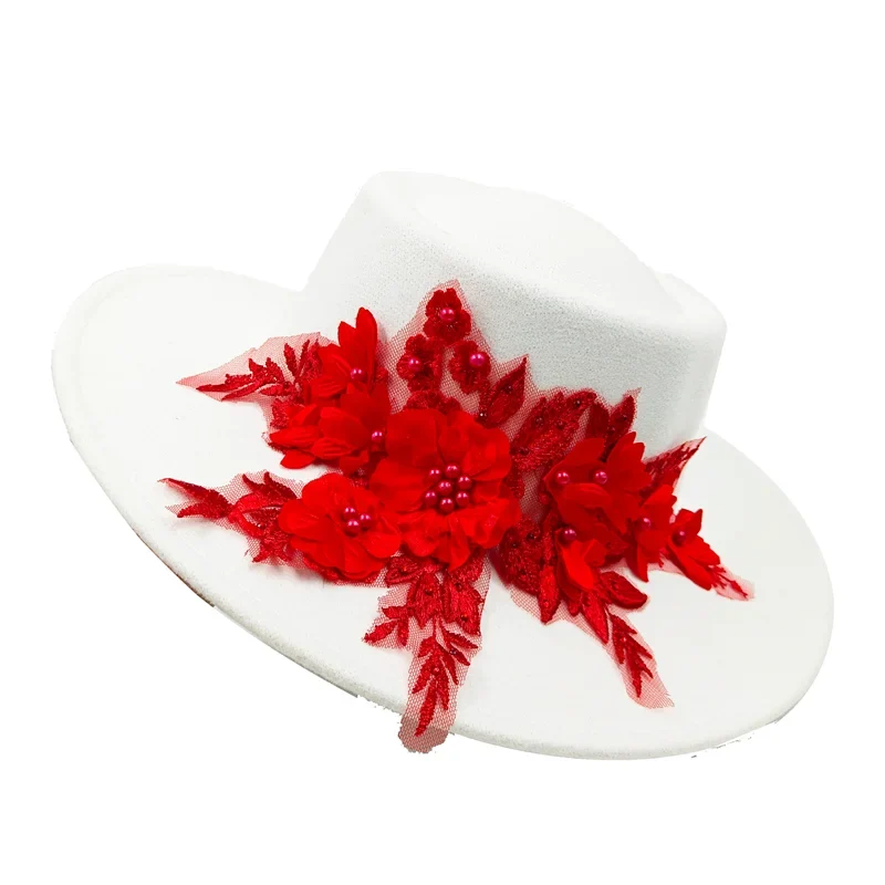 Dujardin Floral Wide Brimmed Porkpie Hat