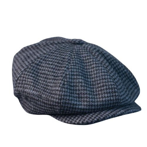 Dunois Houndstooth Wool Newsboy Cap