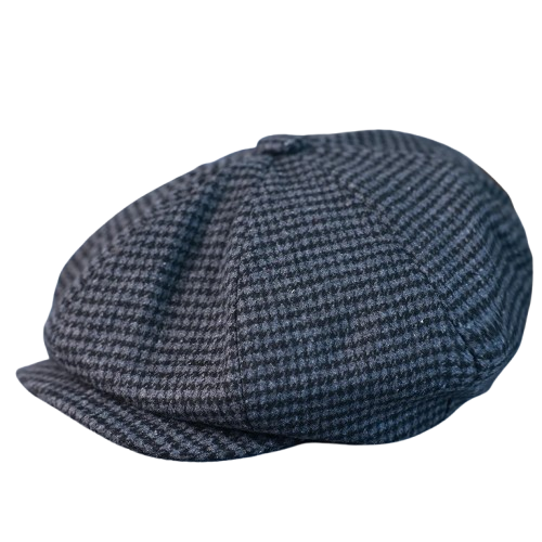 Dunois Houndstooth Wool Newsboy Cap