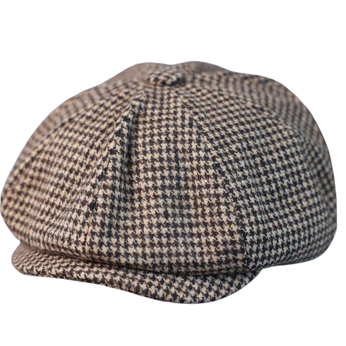 Dunois Houndstooth Wool Newsboy Cap