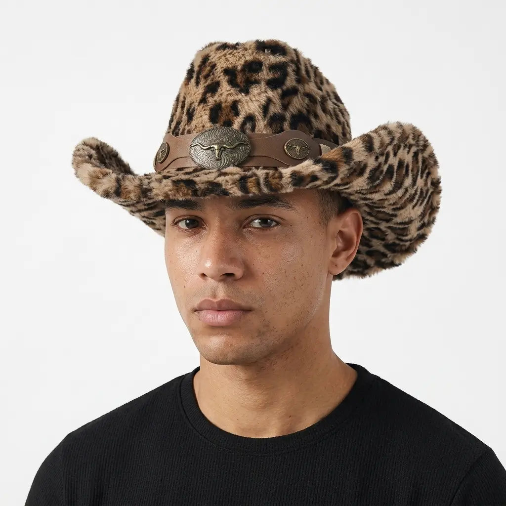 Fort Worth Leopard Print Fur Cotton Cowboy Hat