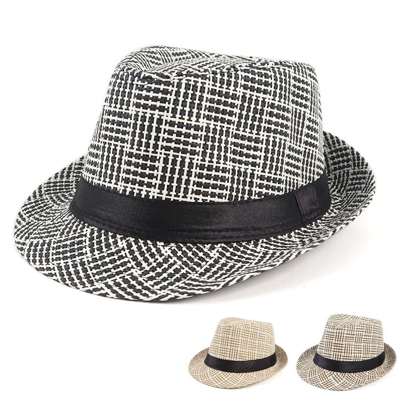 Striped Plaid Trilby Hat