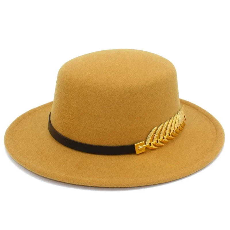 Golden Feather Cotton Fedora Hat