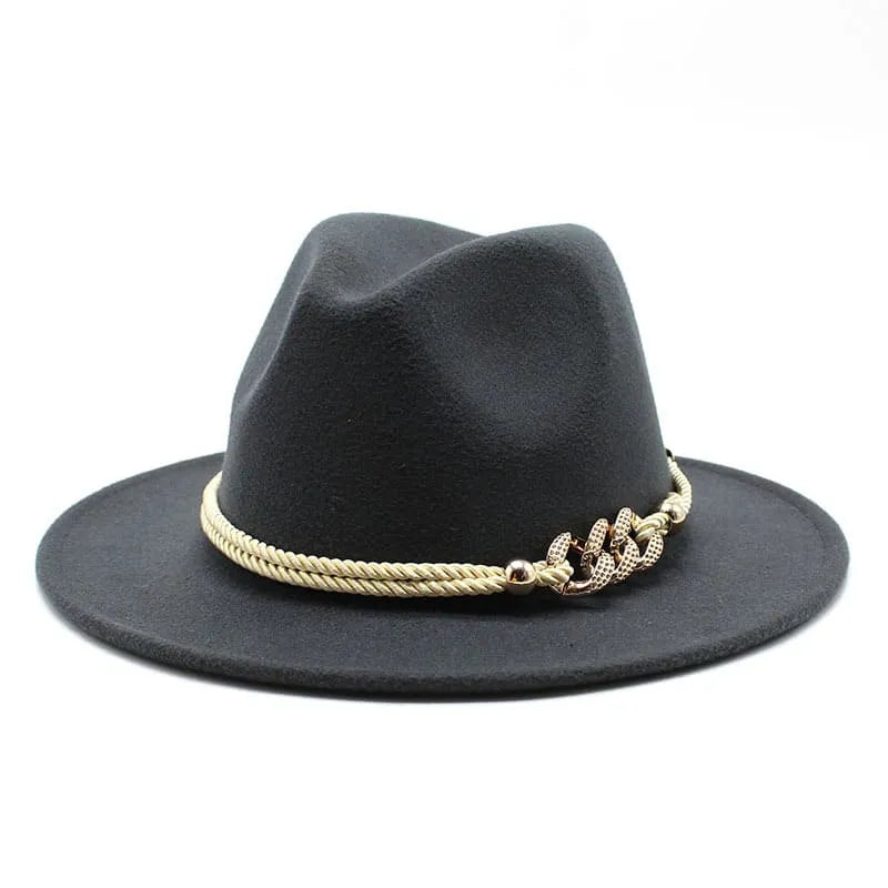 Golden Cord Felt Fedora Hat