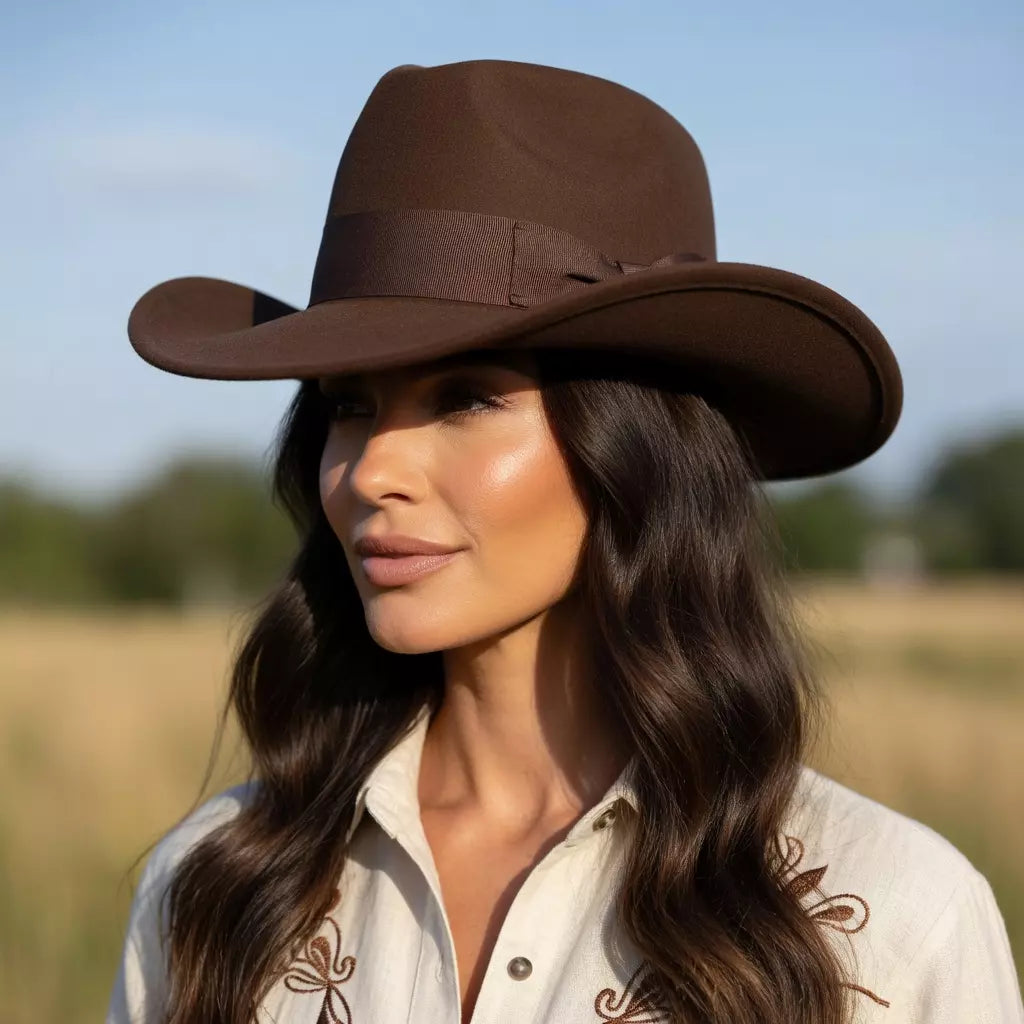 Indiana Wide Brim Brown Wool Cowboy Hat