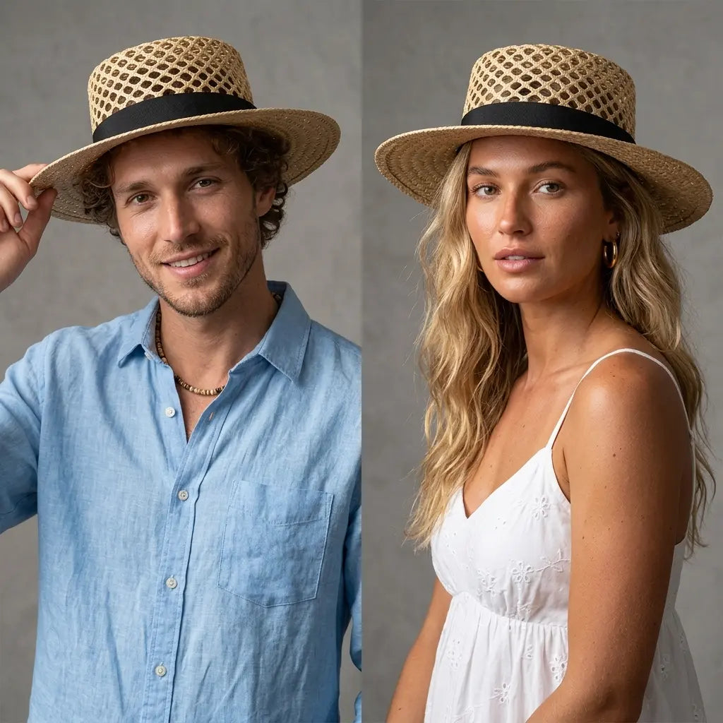 Seychelles Summer Handmade Straw Raffia Boater Hat