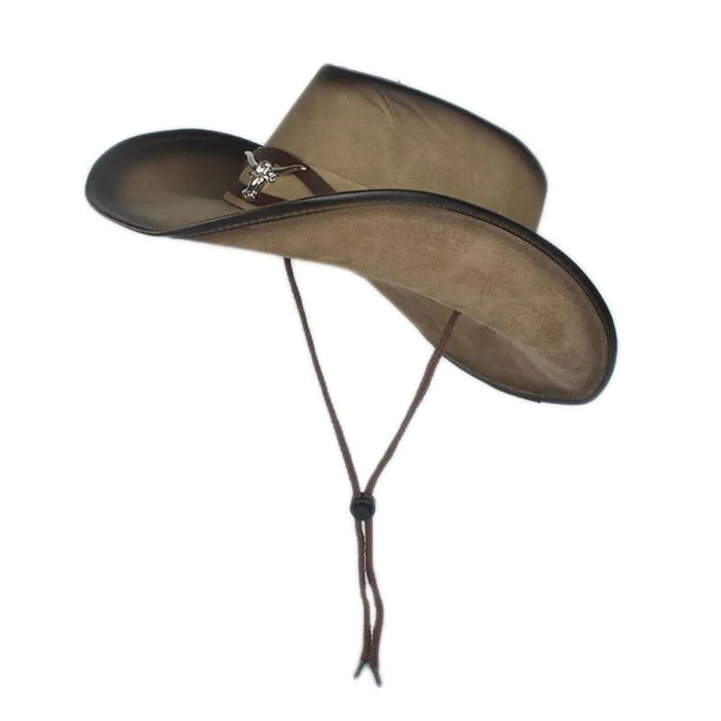 Silver Goat Genuine Leather Cowboy Hat