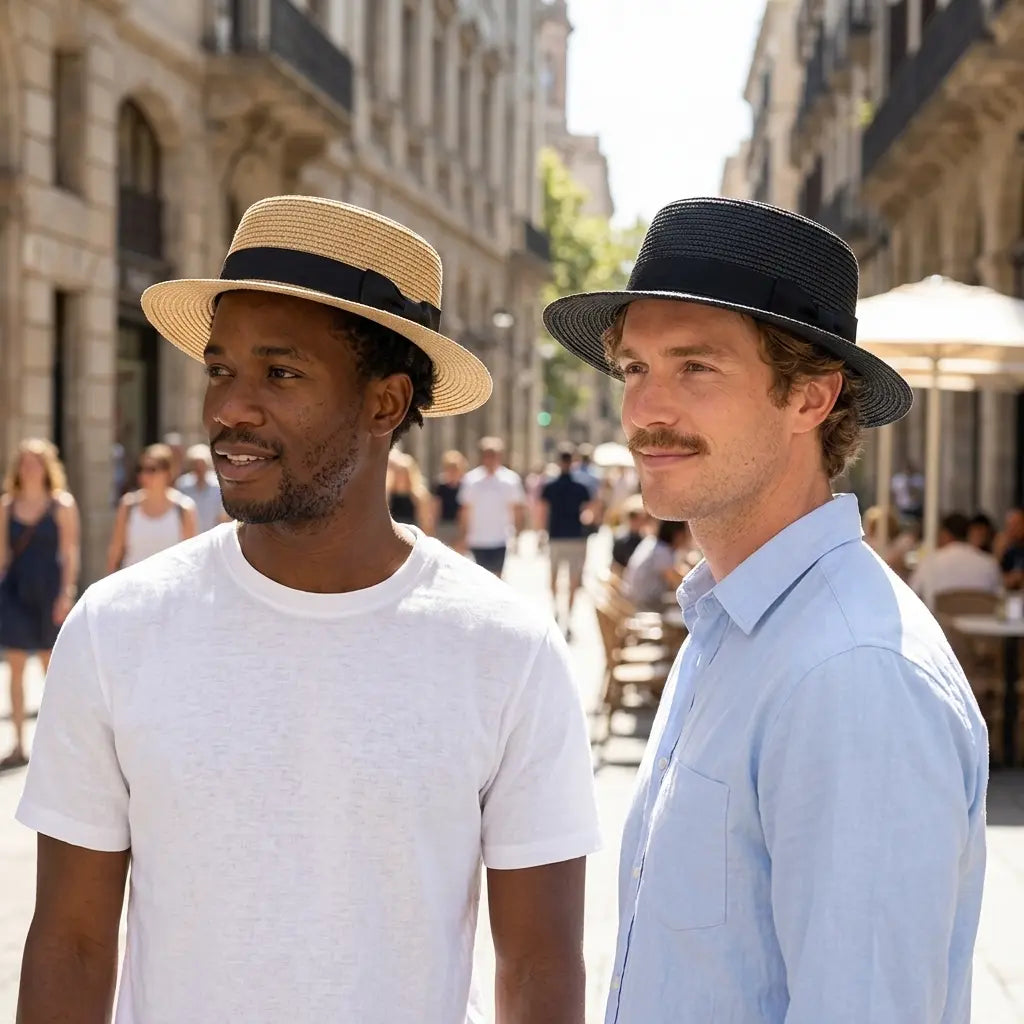 Tetouan Summer Ribbon Straw Boater Hat
