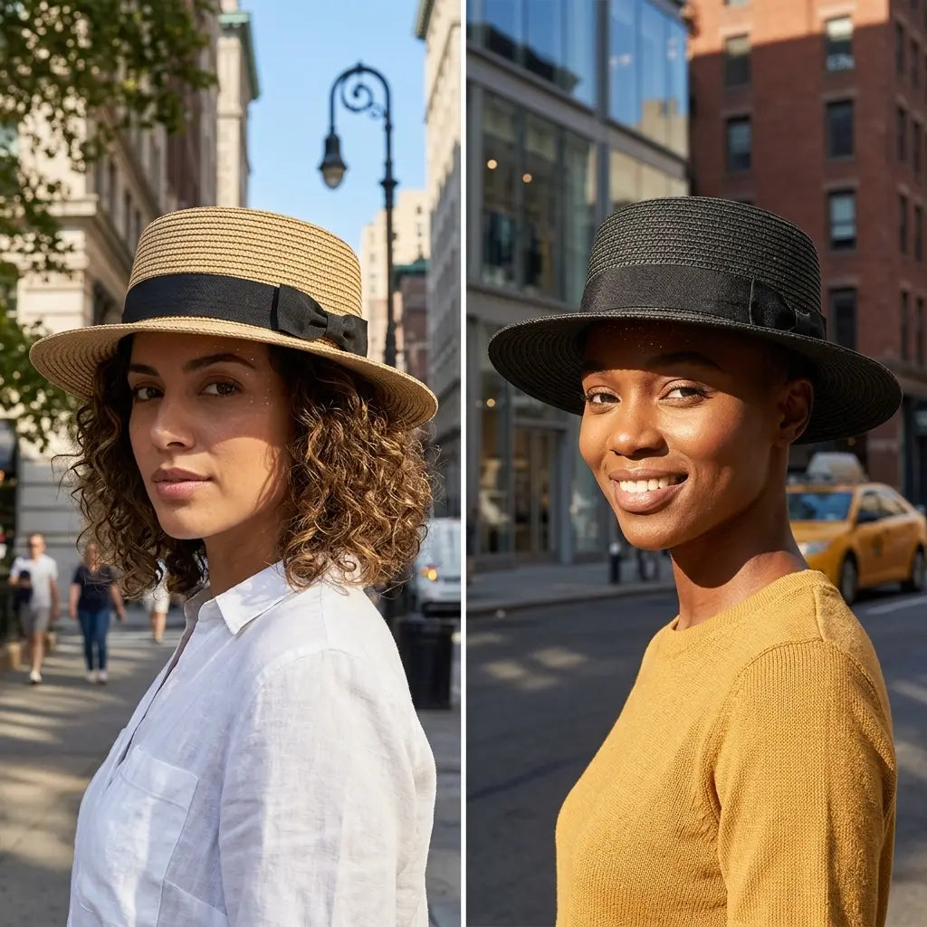 Tetouan Summer Ribbon Straw Boater Hat