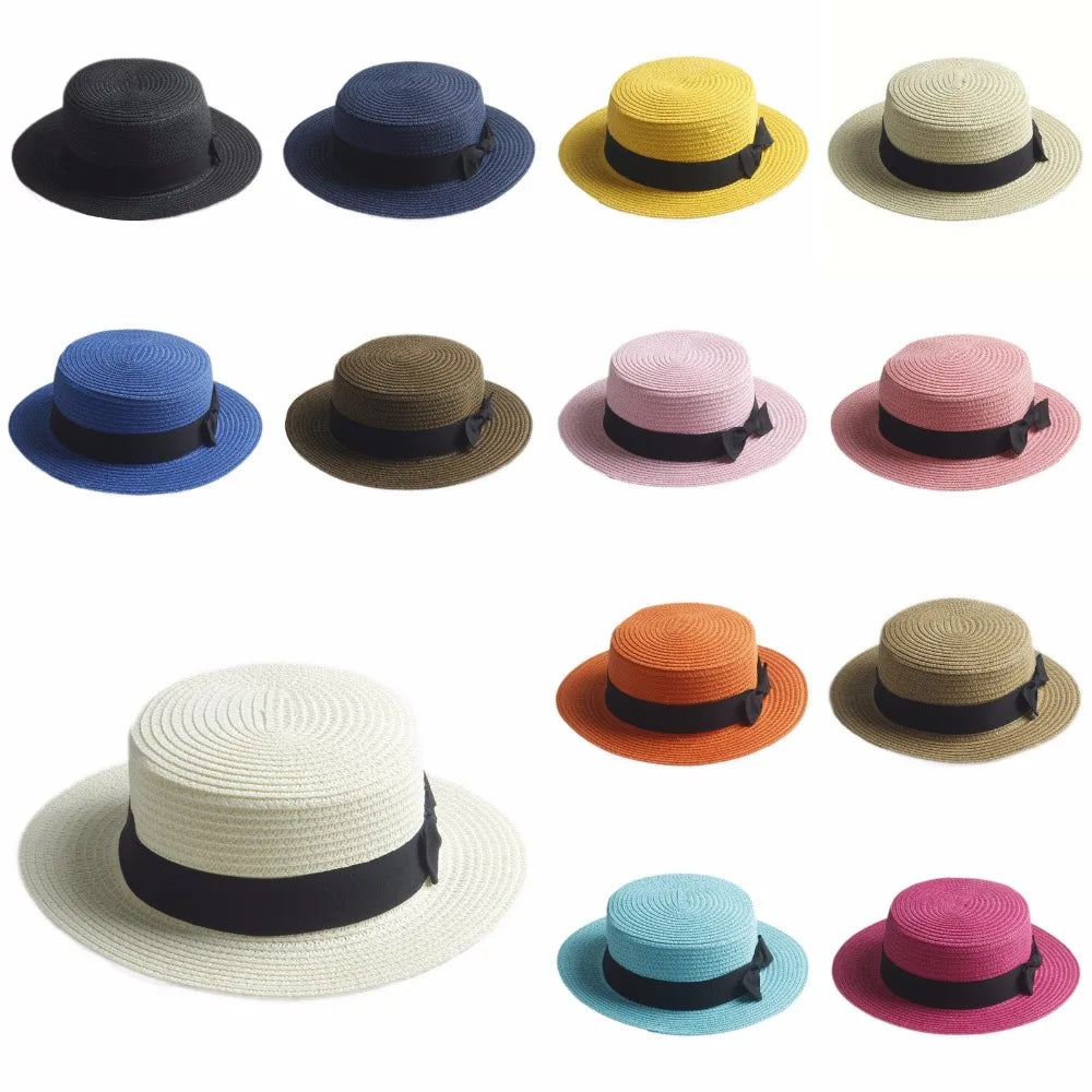 Tetouan Summer Ribbon Straw Boater Hat