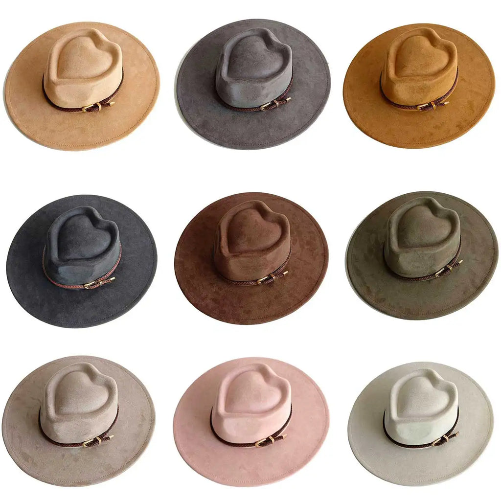 Texas Heart-Shaped Crown Suede Hat
