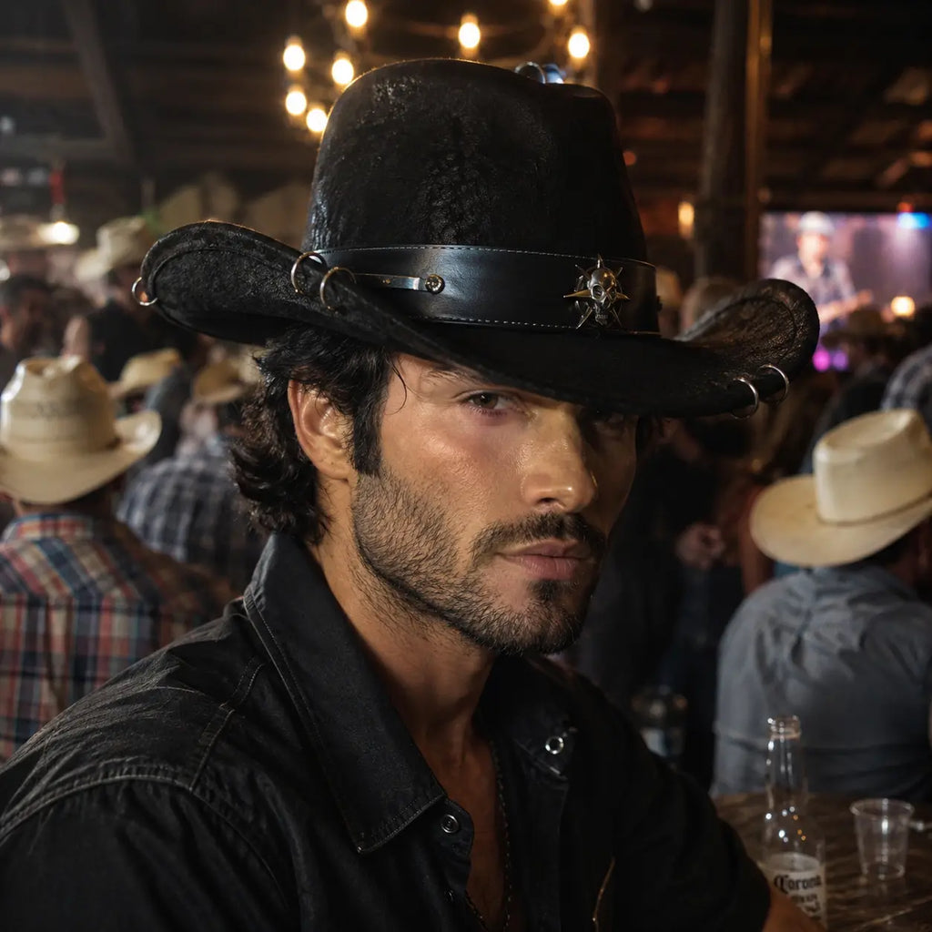 The Midnight Death Leather Cowboy Hat