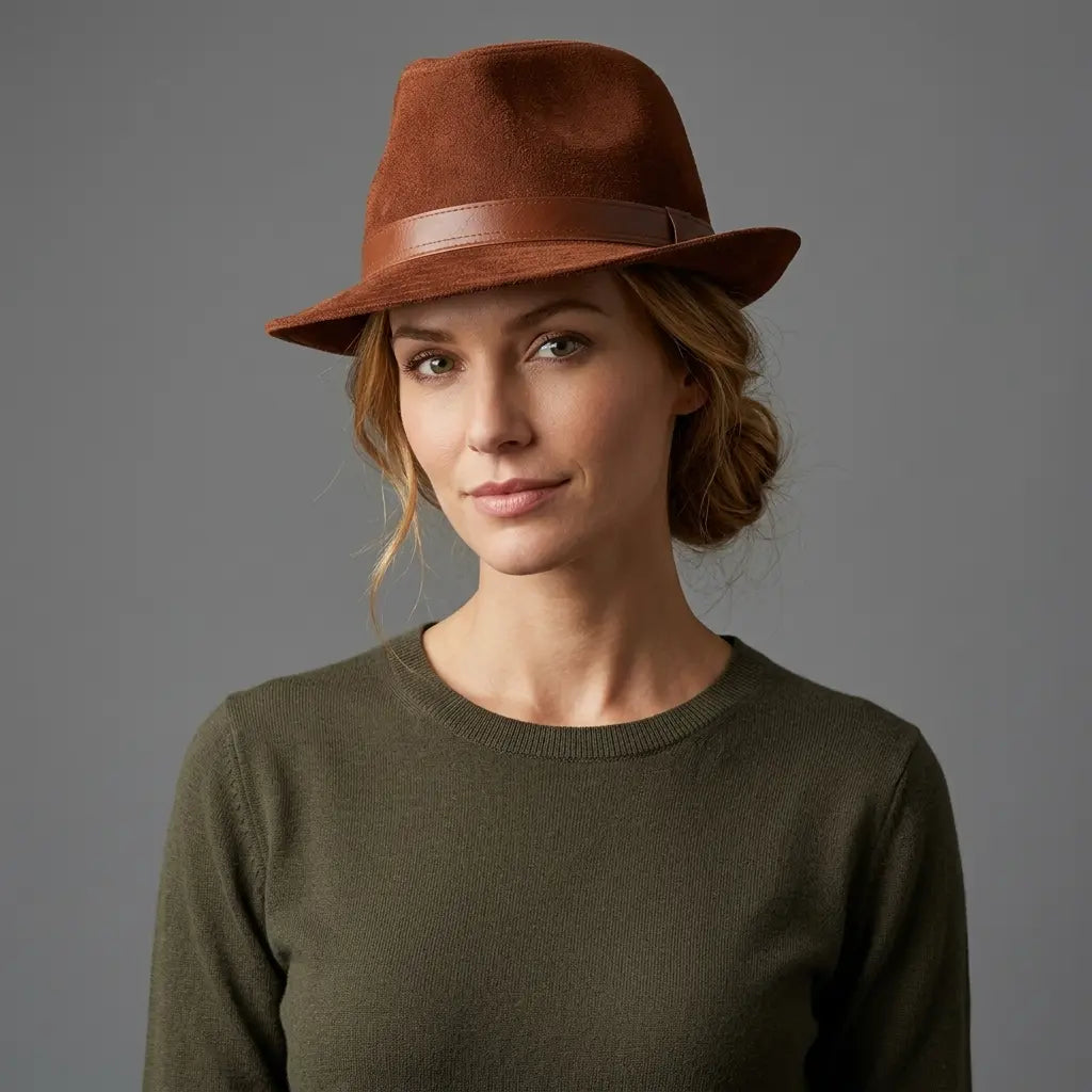 Wembley Genuine Leather Trilby Hat