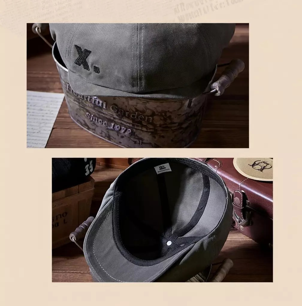 X. Vintage Cotton 8-Panels Newsboy Cap