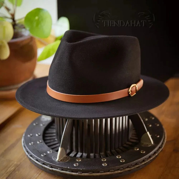 Bespoke Handmade Fedora - Leather hat band - Black