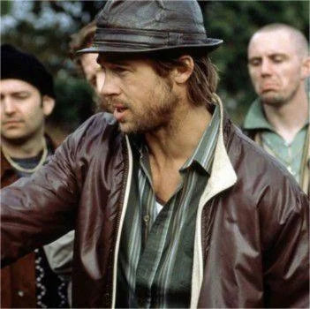 Mickey O'Neil hat / Fedora Leather Hat - Brad Pitt Same Style