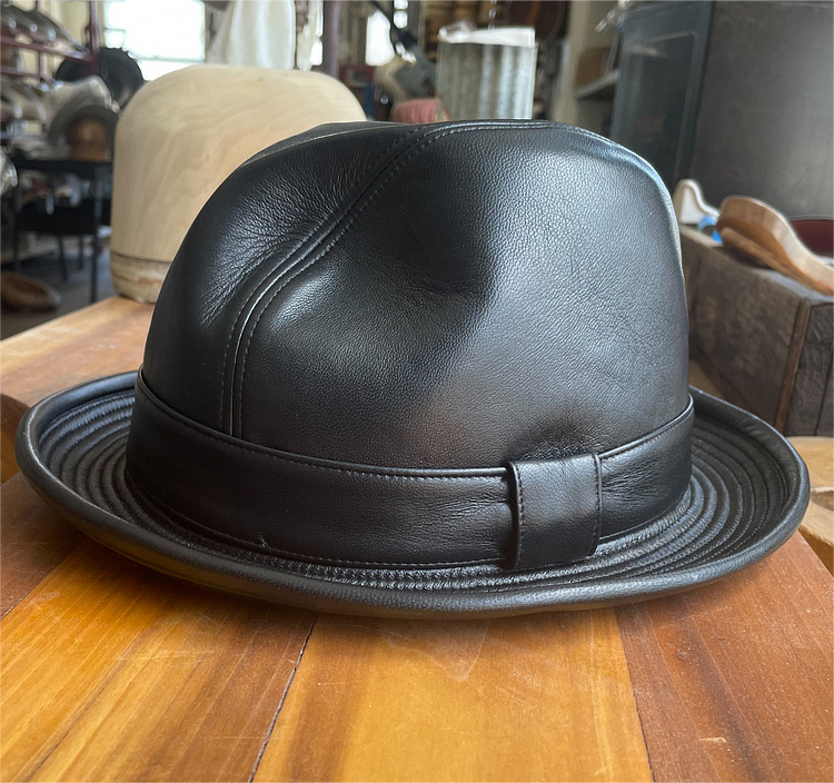 Mickey O'Neil hat / Fedora Leather Hat - Brad Pitt Same Style