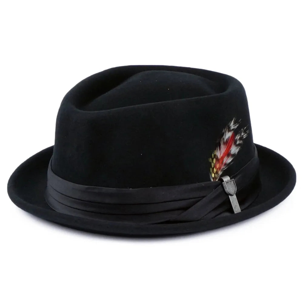 Thread Heritage Hats Stout Wool Felt Pork Pie Hat - Black