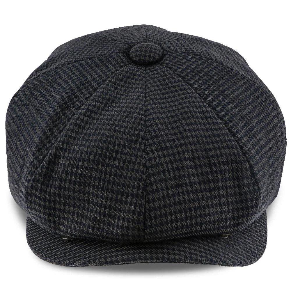 Oxford - Walrus Hats Navy/Green Houndstooth Polyester 8 Panel Newsboy