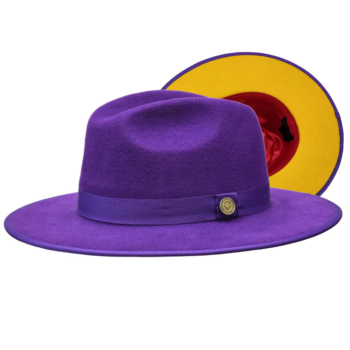 Bruno Capelo Monarch Gold Bottom Wide Brim Wool Fedora - Royal / Gold