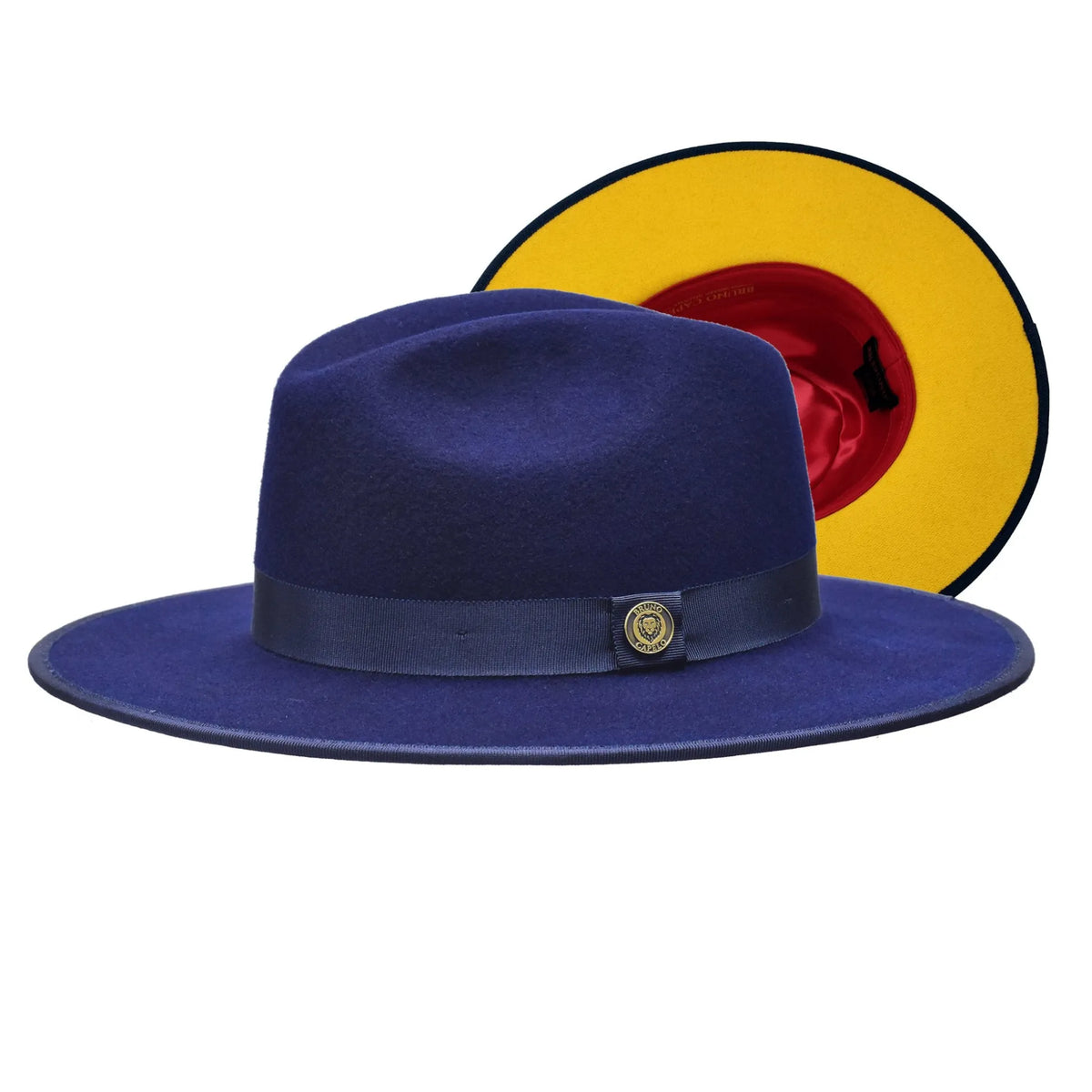 Bruno Capelo Monarch Gold Bottom Wide Brim Wool Fedora - Royal / Gold